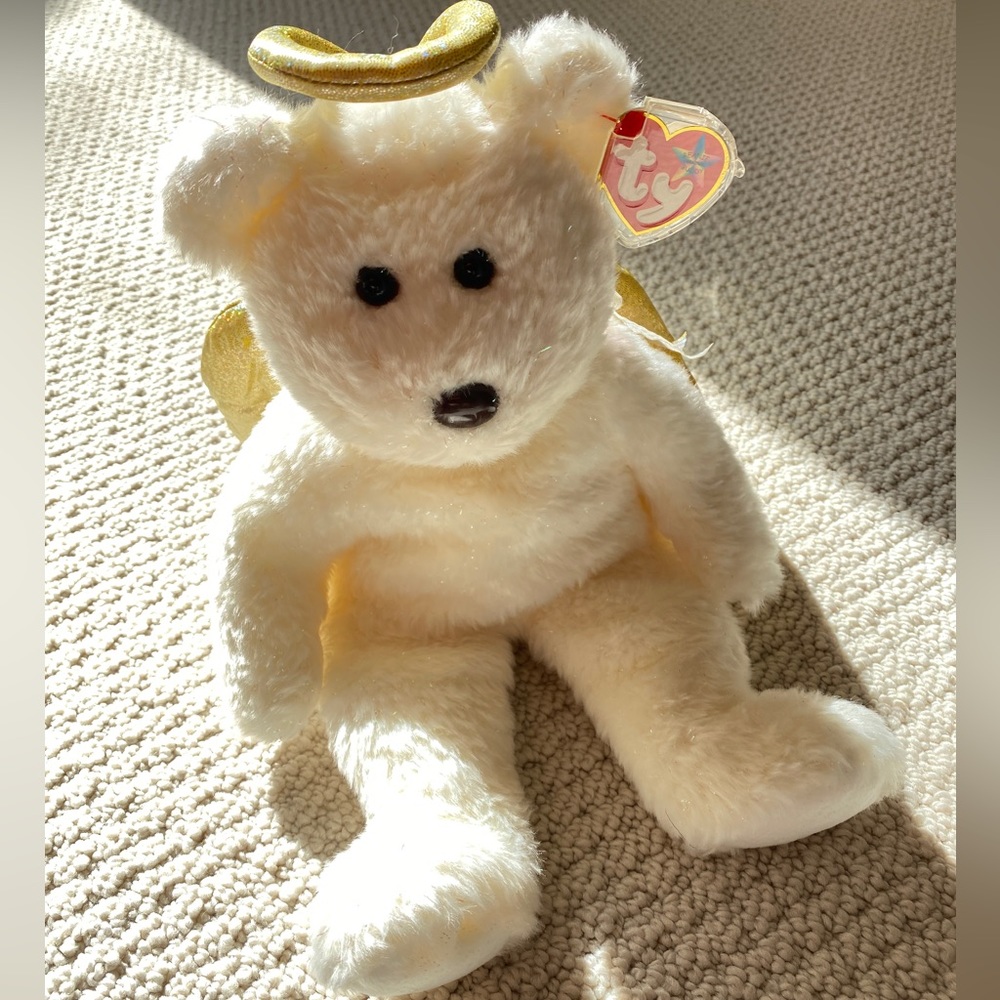 Vintage TY Beanie Buddy Halo II Angel Bear with Gold Wings 2000 New with tag - Picture 10 of 17